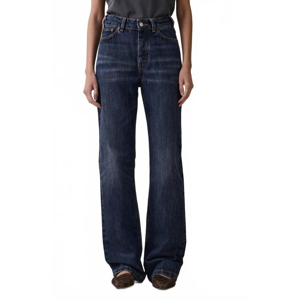 NEW JEANERICA virgo mid rise straight leg jeans in dark blue righe